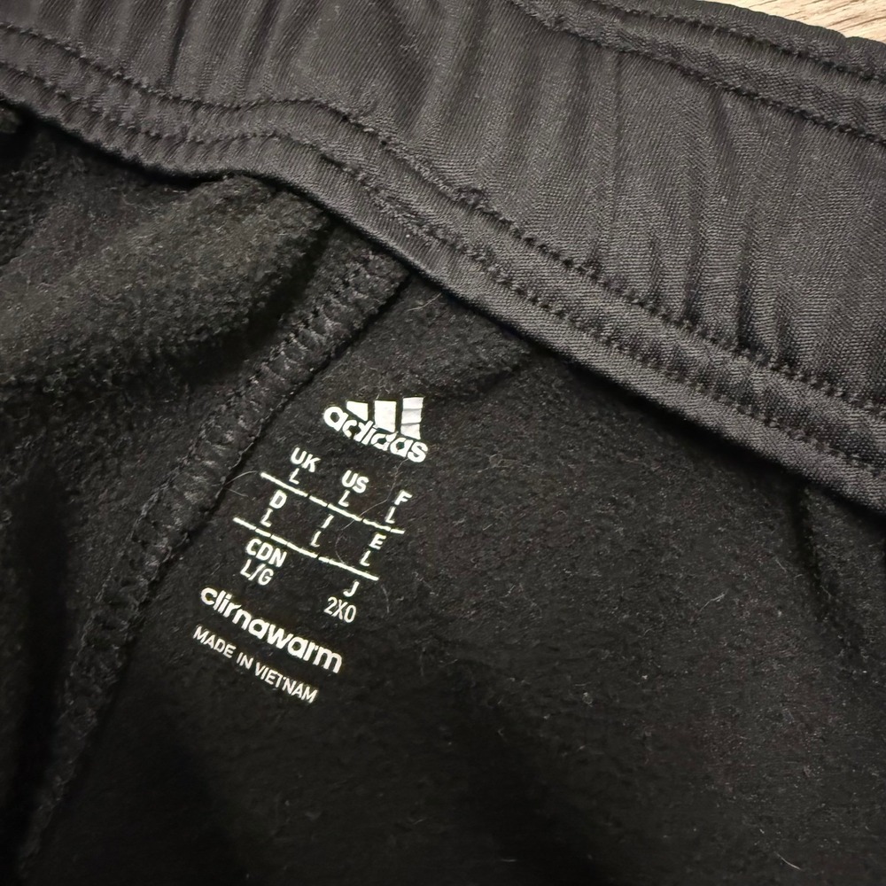 Adidas Climawarm Mens Black Fleece Lined Athletic Track Pants Size Large - Picture 2 of 11